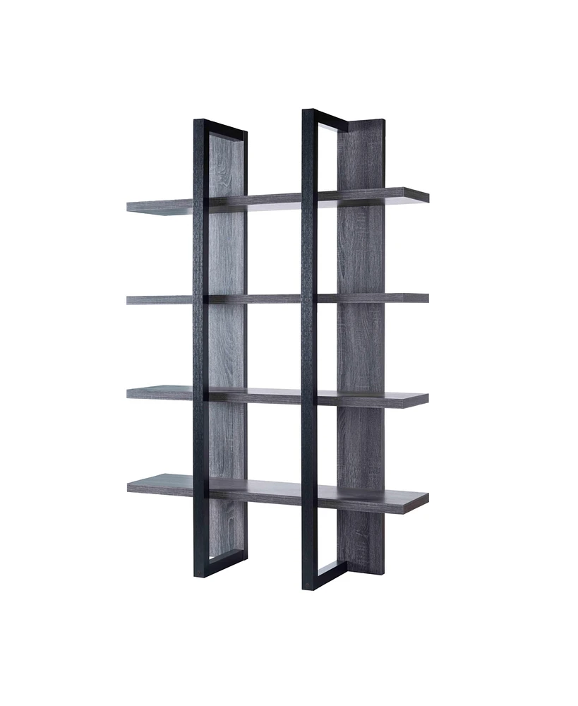Simplie Fun Bookcase Distressed Grey Black