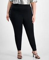 Bar Iii Plus Side-Studded Leggings, Created for Macy's