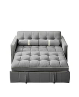 Modern 55.5" Pull Out Sleep Sofa Bed 2 Seater Loveseats Sofa Couch With Side Pockets