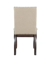 Set Of 4 Dining Chairs Wood Upholstered Fabirc Dining Room Chairs With Nailhead