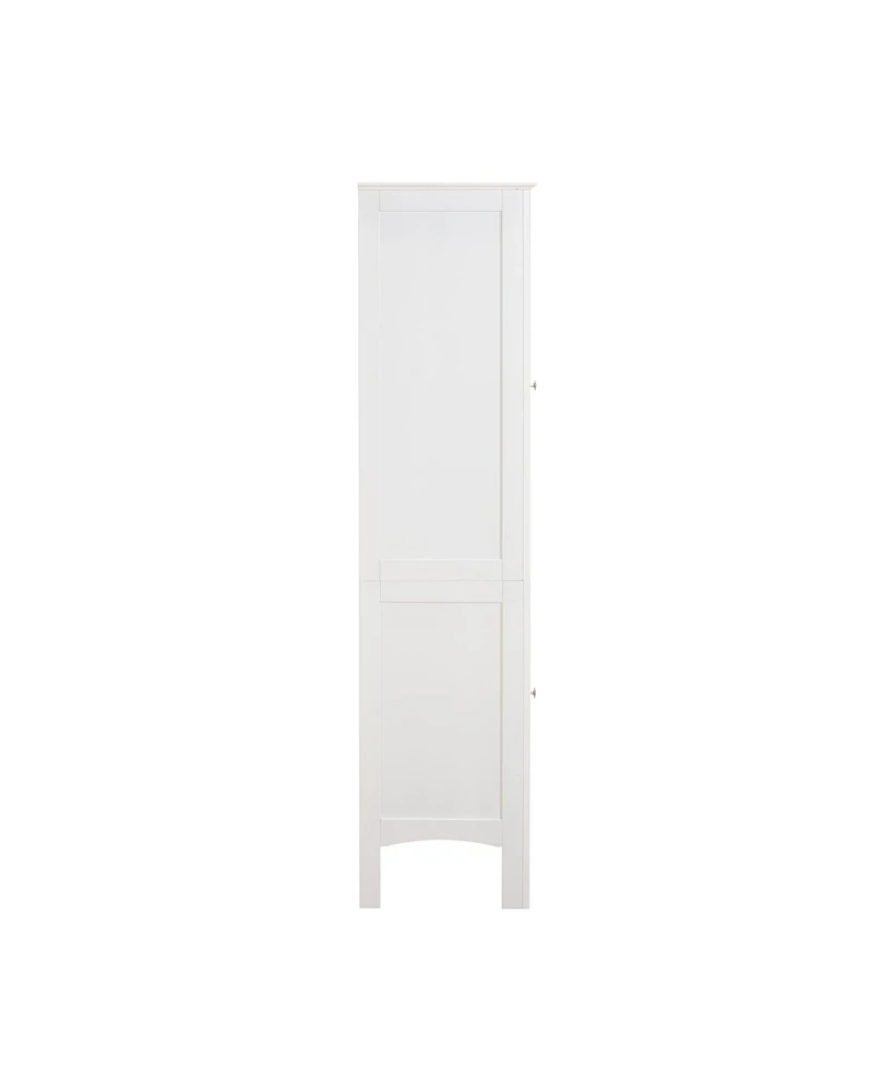 Simplie Fun White Freestanding Tower Cabinet with 2 Shutter Doors