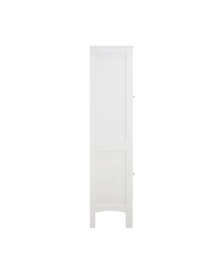 Simplie Fun White Freestanding Tower Cabinet with 2 Shutter Doors