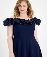 B Darlin Trendy Plus Ruffled Off-The-Shoulder Dress