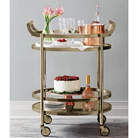 Streamdale Furniture Lakelyn Serving Cart, Rose Gold & Clear Glass