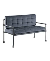 Simplie Fun Brantley Loveseat In Gray Velvet & Sandy Gray Finish