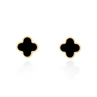 The Lovery Small Onyx Clover Stud Earrings