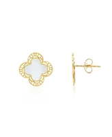 The Lovery Mother of Pearl Lace Clover Stud Earrings