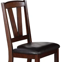 Dark Walnut Wood Framed Back Set Of 2 Dining Chairs Breakfast Kitchen Cushion Seats