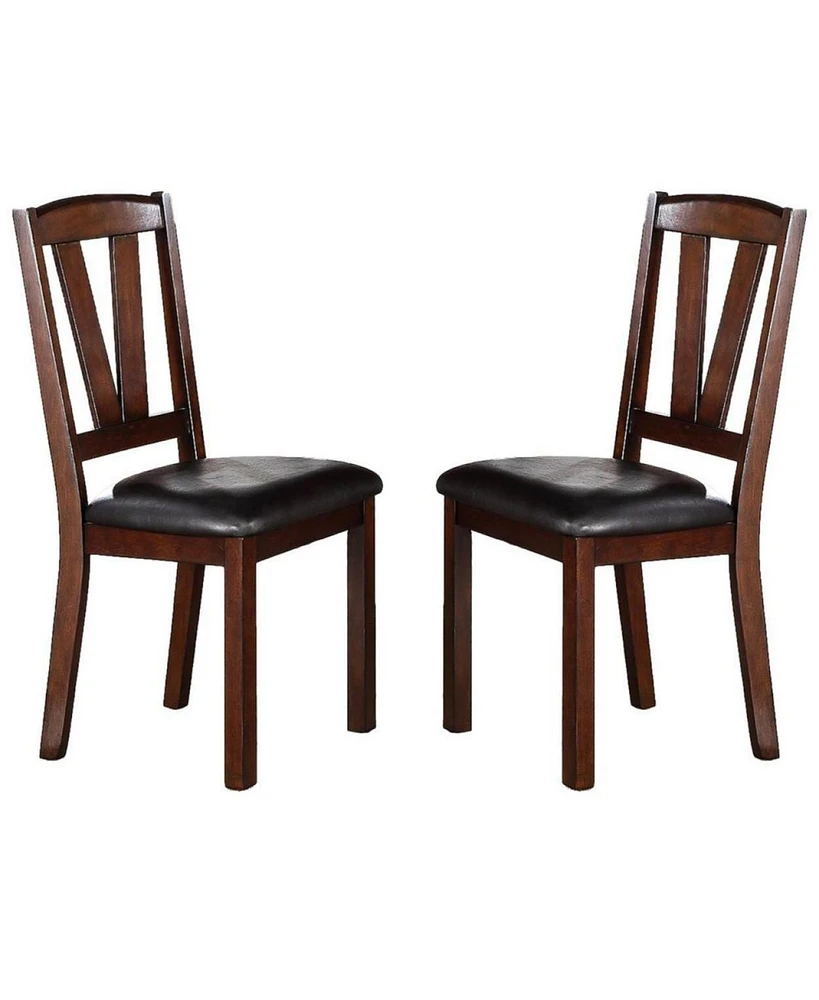 Simplie Fun Dark Walnut Wood Framed Back Set Of 2 Dining Chairs Breakfast Kitchen Cushion Seats