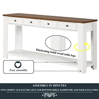 63" Pine Wood Console Table With 4 Drawers And 1 Bottom Shelf For Entryway Hallway