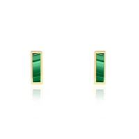 The Lovery Malachite Bar Stud Earrings 14K Gold