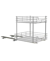 Household Essentials Glidez Steel Pull-Out/Slide-Out Storage Organizer with Plastic Liners for Under Cabinet or Wire Shelf 2-Tier Design