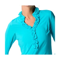 G Lifestyle Clothing Women's Long Sleeve Double Ruffle Top Flamingo XLarge
