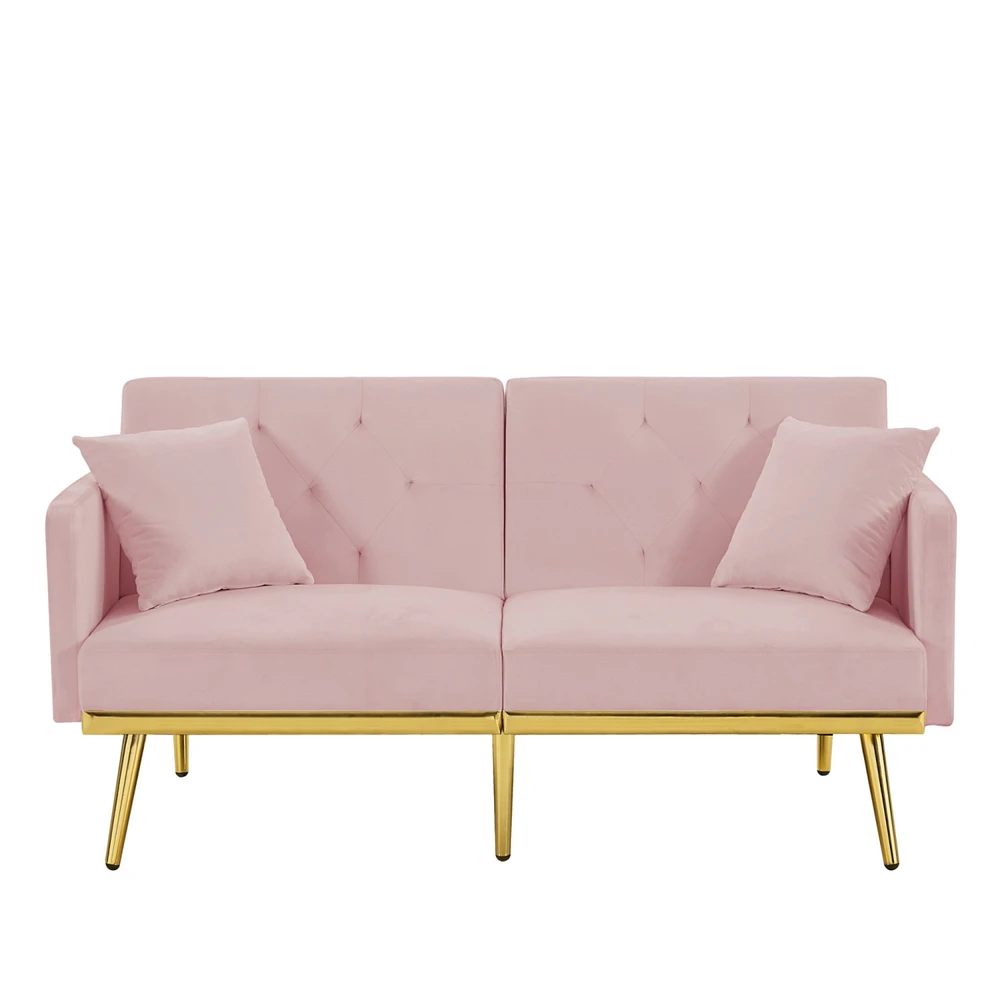 Simplie Fun Pink Velvet Sofa Bed