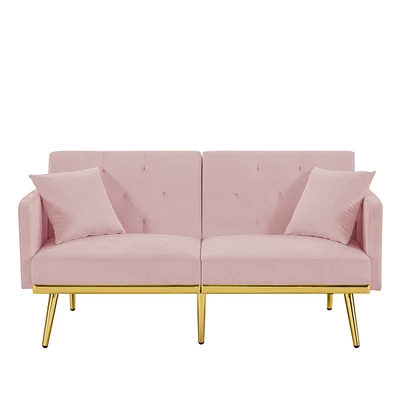 Simplie Fun Pink Velvet Sofa Bed