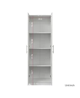 High Wardrobe And Kitchen Cabinet With 2 Doors And 3 Partitions To Separate 4 Storage Spaces