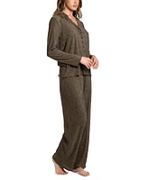 Midnight Bakery Women's Lilith 2-Pc. Ribbed Satin Pajamas Set