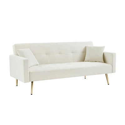 Simplie Fun Velvet Convertible Folding Futon Sofa Bed, Sleeper Sofa Couch For Compact Living