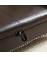 63" Pu Upholstered End Of Bed Bench Flip Top Entryway Ottoman With Safety Hinge Storage