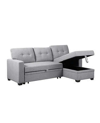 Simplie Fun Upholstered Pull Out Sectional Sofa With Chaise