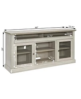 Modern Tv Stand with Fireplace Insert, Stone Gray, 60" W