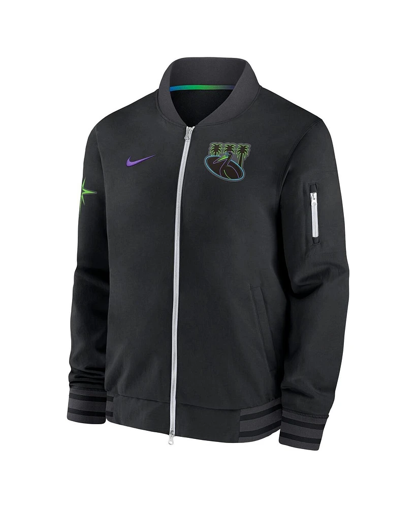 Nike Men's Black Tampa Bay Rays 2024 City Connect Authentic Collection Game Time Full-Zip Bomber Jacket