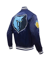 Pro Standard Men's Navy Memphis Grizzlies Script Tail Full-Snap Satin Varsity Jacket