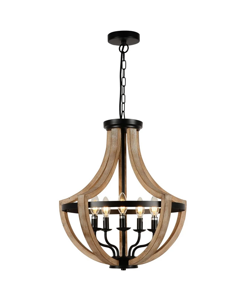 Simplie Fun 19" Farmhouse Wood Chandelier Light Fixtures