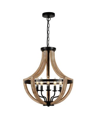 Simplie Fun 19" Farmhouse Wood Chandelier Light Fixtures