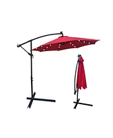 Simplie Fun 10 Ft Outdoor Patio Umbrella Solar Powered Led Lighted 8 Ribs Umbrella With Crank