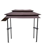 Streamdale Furniture 8 X 4FT Grill Gazebo With Soft Top Canopy And Steel Frame With Hook And Bar Counter