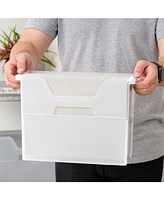 Iris Usa Portable Desktop File Box with Open Lid, Pack, Side Handles, Hanging File Folders, Tabs & Inserts, Letter Size, Magazines