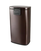 Elama 3 Piece 30 Liter and 5 Liter Stainless Steel Step Trash Bin Combo Set with Slow Close Mechanism in Matte Bronze