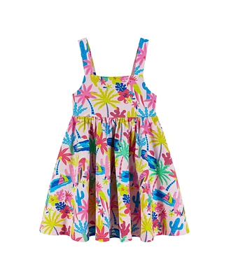 Andy & Evan Toddler Girls / Pink Tropical Print Dress