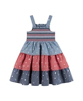 Andy & Evan Toddler Girls Toddler/Child Americana Chambray Tiered Dress