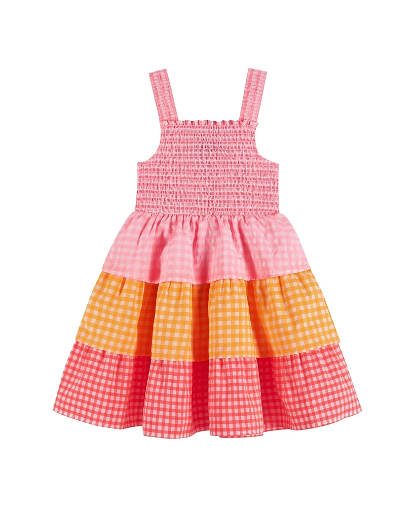 Andy & Evan Toddler Girls Toddler/Child Neon Gingham Tiered Dress