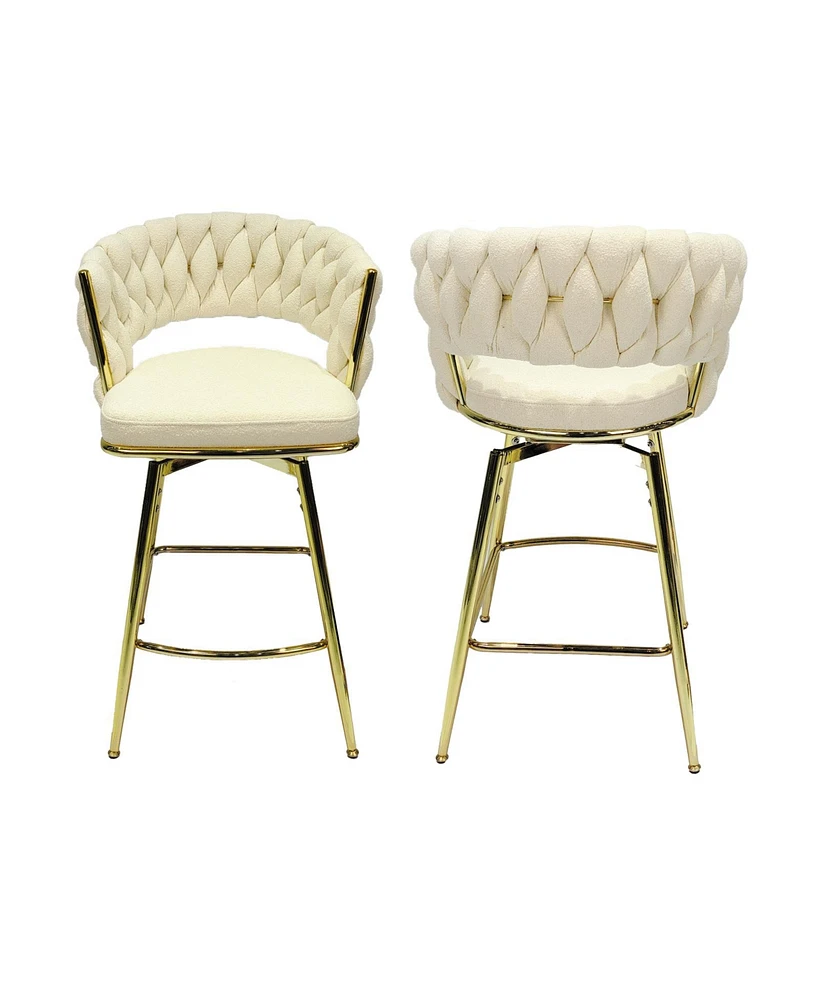 Simplie Fun Adjustable Swivel Bar Stools Set of 2, White