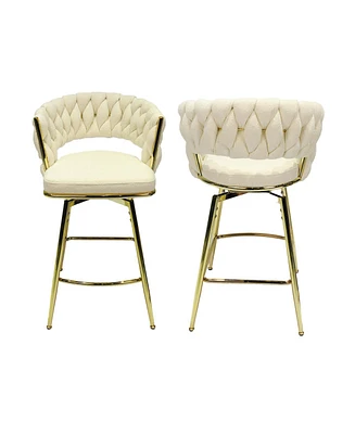 Simplie Fun Adjustable Swivel Bar Stools Set of 2, White