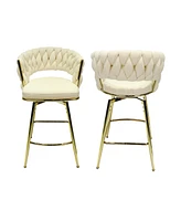 Simplie Fun Adjustable Swivel Bar Stools Set of 2, White