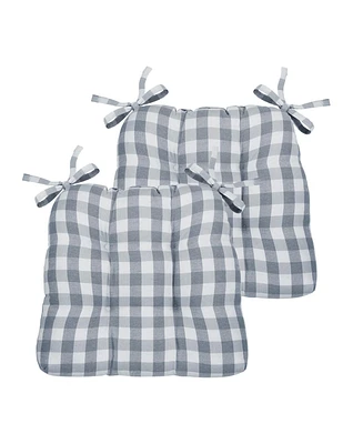 Kate Aurora Country Living Gingham Plaid Checkered Farmhouse Chair Cushion Pads