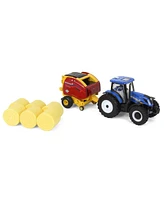 Ertl 1/64 New Holland Tractor w/ Roll-Belt 560 Round Baler & 6 Bales, 50 Years Round Baling, 2024 Farm Show