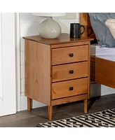 Streamdale Furniture Classic 3-Drawer Solid Wood Nightstand - Caramel