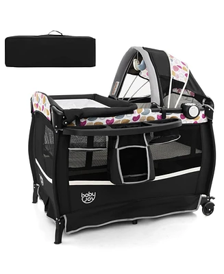 Costway Pack & Play Baby Diaper Changing Table 4 1 Portable Foldable with Mattress Carrying Bag