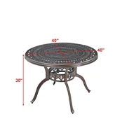 Mondawe Patio Table Round Outdoor Coffee with Umbrella Hole