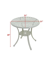 Mondawe Patio Table Round Outdoor Coffee with Umbrella Hole