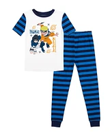 Naruto Little Boys Classic Characters Youth Blue Striped Short Sleeve Pajama Set