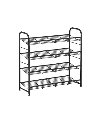 Slickblue 4-Tier Shoe Rack Storage Organizer, Hold up to 16 Pairs, Steel, for High Heels, Trainers, Slippers