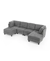 Streamdale Furniture Modular U-Shape Sectional, Grey Chenille, Diy Set