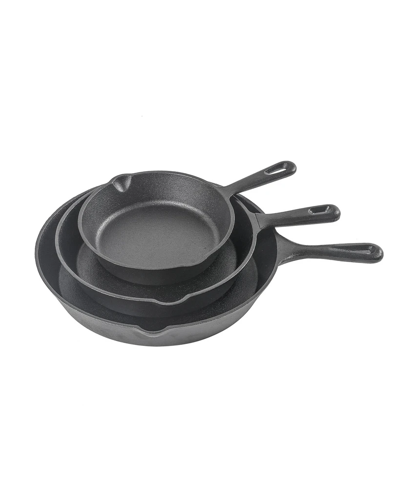 Commercial Chef Cast Iron 3-Piece Skillet Set