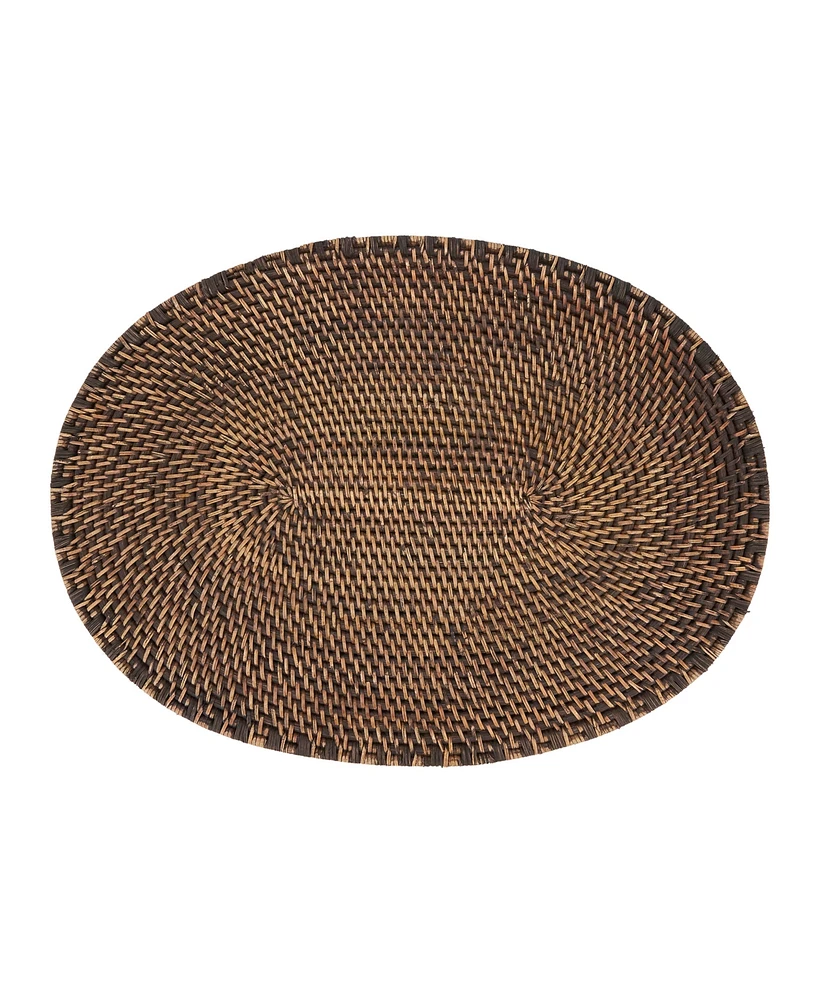 Saro Lifestyle Woven Rattan Placemats Set of 4,14"x19"